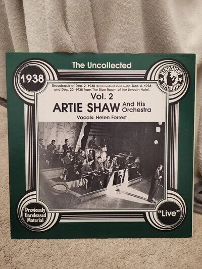 Artie Shaw & His Orchestra 1938 Vol. 2 The Uncollected Hindsight Records LP Mono