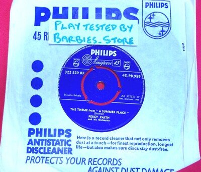 PERCY FAITH - The Theme From A Summer Place 7" Vinyl Record VG+
