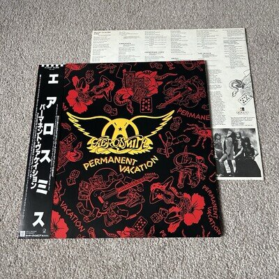 Aerosmith – Permanent Vacation Vinyl Record FIRST JAPANESE Pressing Obi 1987