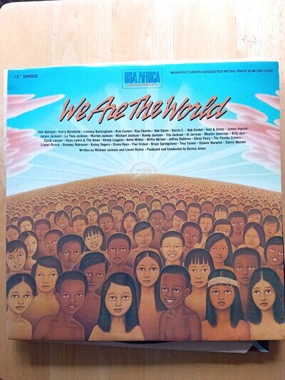 USA for Africa We Are The World 12 Vinyl 33rpm Single Record Issued 1984 EX/EX