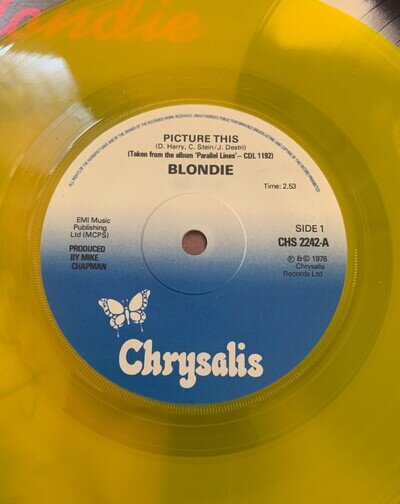 Blondie Picture This Yellow Vinyl Original UK Release With Pic Sleeve EX+