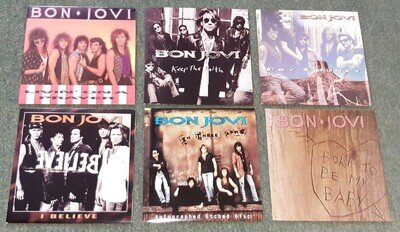 6 x Bon Jovi 7" Singles EX-NM Prayer Dry County Arms Born Keep Faith I Believe