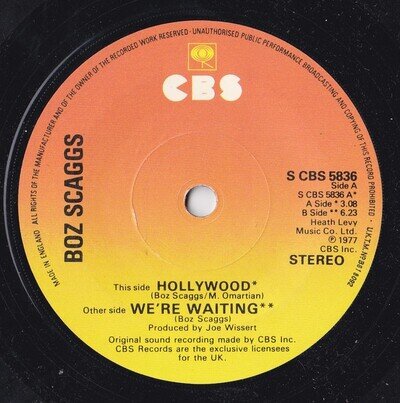 Boz Scaggs - Hollywood (7", Single) (Near Mint (NM or M-)) - 4198945407