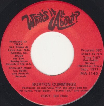 Burton Cummings / Al Stewart - What's It All About? - 7", Transcription