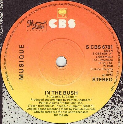 Musique - In The Bush (7", Single) (Near Mint (NM or M-)) - 3716101915