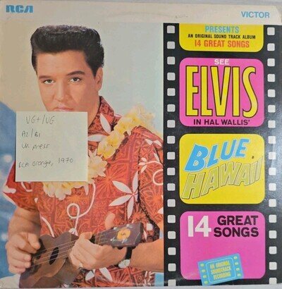 Elvis Presley Blue Hawaii Vinyl Record VG+/VG SF8145 1970