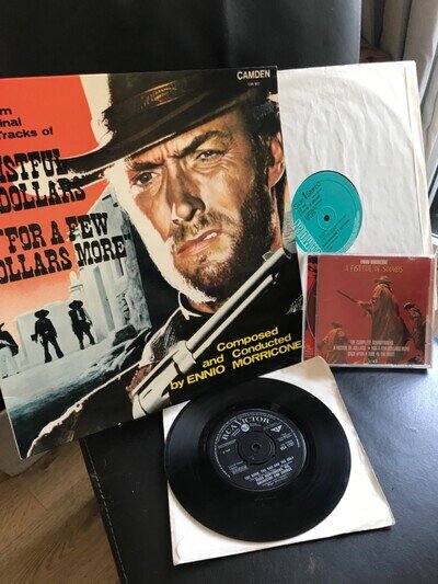 A FISTFUL OF DOLLARS SOUNDTRACK LP + 7 " SINGLE + DOUBLE CD ALBUM