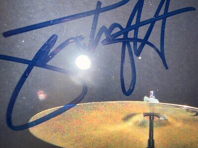 SIMON WRIGHT AC/DC DIO SIGNED AUTOGRAPH 8x10 PHOTO AT HIS DRUMS