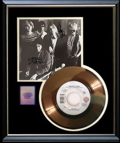 GRATEFUL DEAD TRUCKIN' GOLD RECORD W-PRINTED SIGNED AUTOGRAPHS RARE