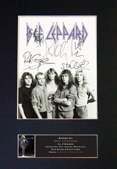 695 Def Leppard Band A4 Framed Mounted Autograph Reproduction Signed Print