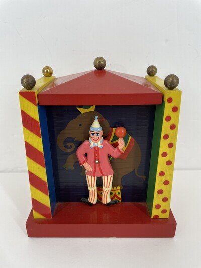 Vintage Reuge Tico Tico Swiss Musical Movement Wooden Circus clown Music Box