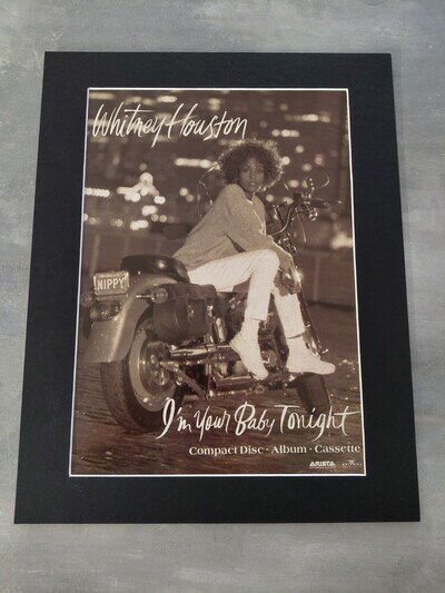 Whitney Houston Poster I'm Your Baby Tonight Album Advert Mounted 14x11"