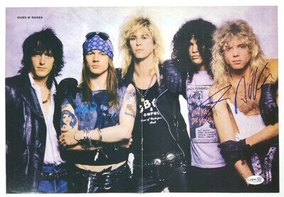 Steven Adler of Guns N' Roses hand SIGNED Mag Foldout Poster JSA COA Autographed