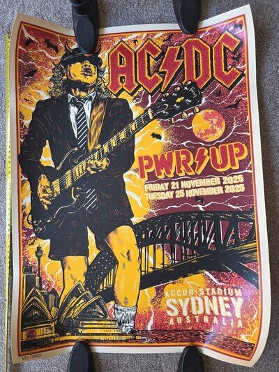 Rare AC/DC lithograph tour poster 2025 Sydney. Official Merch . Hand Numbered.