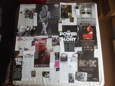 AC/DC - LARGE MAGAZINE CUTTINGS COLLECTION - CLIPPINGS, ADVERTS, POSTER X88.