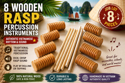RRP£112 NEW Job Lot 8 Veitnamese Wooden Rasp Percussion