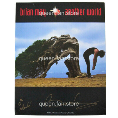 Brian May - Hand Signed 'Another World' Autograph 1998 Promo Mini Poster Queen