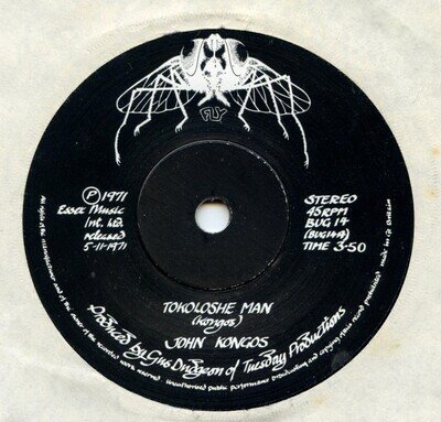 45 John Kongos Tokoloshe Man BUG 14 Fly Records 1971 Vinyl VG+