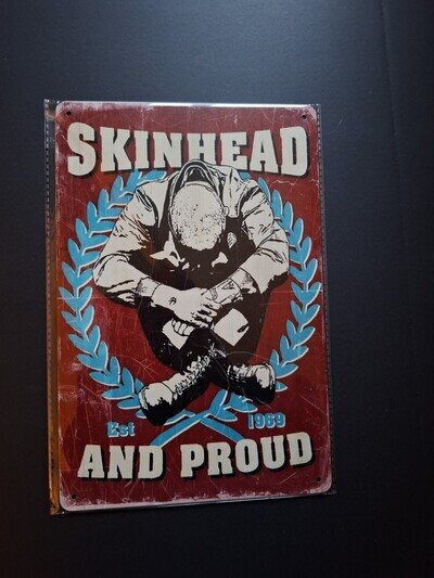 Skinhead And Proud Metal Sign Plaque Ska Poster Retro Garage Shed FREE P&P