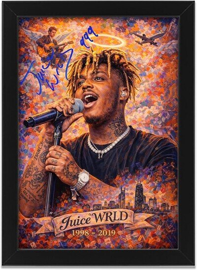Juice WRLD Art Styled Signed Poster Print - Limited Edition Autograph Gift
