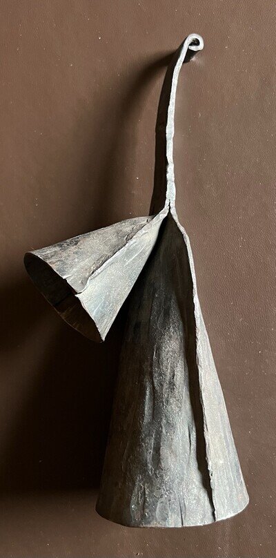 Percussion. Vintage Gankogui, African Double Agogo Bells. Hand Crafted.