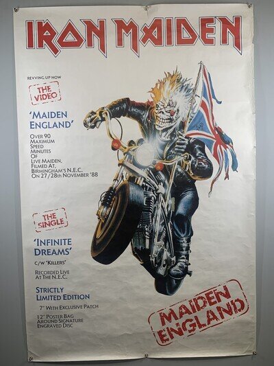 Iron Maiden Poster Orig Vintage Promo Maiden England 1988 Infinite Dreams 1989