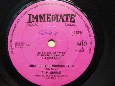 P.P. Arnold – Angel of the Morning 1968 7” Immediate IM 067
