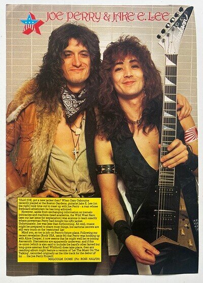 JOE PERRY & JAKE E. LEE - 1990 full page UK magazine poster AEROSMITH