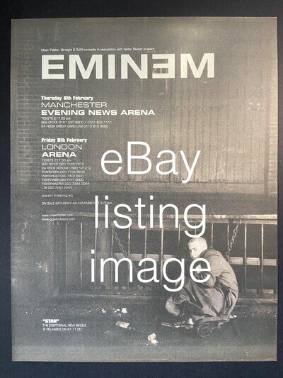 Eminem UK Tour Dates 2001 Full Page Advert/Poster From NME 2000, 19 x 37 cm