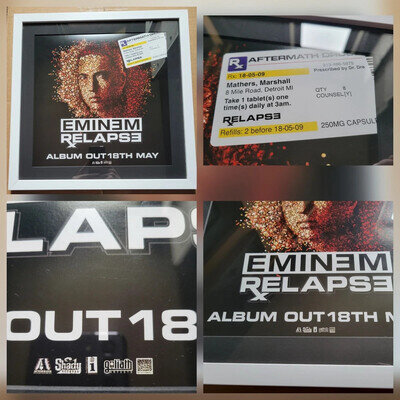 💊💉RARE 12" Reversible Eminem Relapse In-Store Promo Flat Professionally Framed