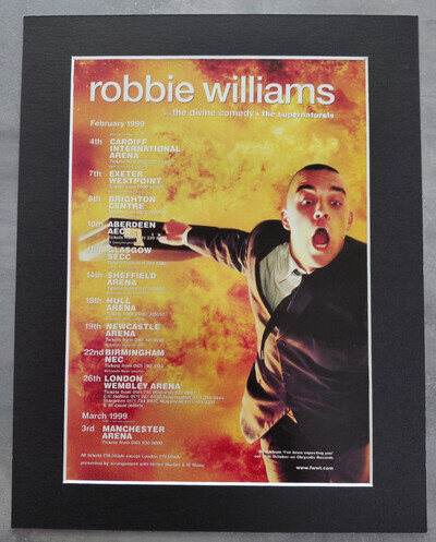 Robbie Williams 1999 UK Tour Promo Original Tour Advert Mounted 14x11"