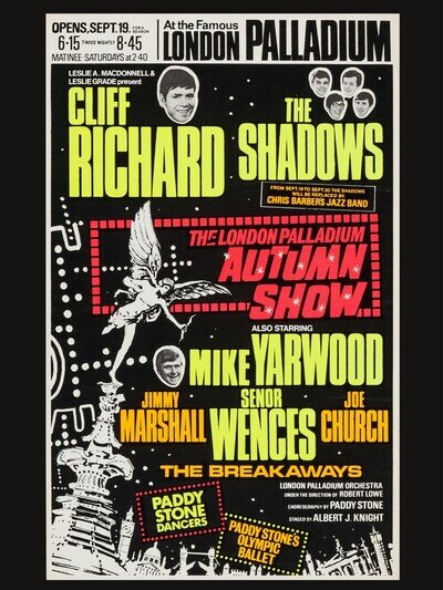 Cliff Richard and the Shadows Palladium 16" x 12" Photo Repro Concert Poster