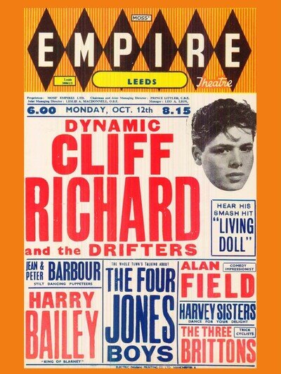 Cliff Richard and the Shadows Leeds Empire 16" x 12" Photo Repro Concert Poster