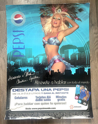 2009 El Salvador Christina Aguilera Pepsi Promo Poster Atrevete 20 x 27