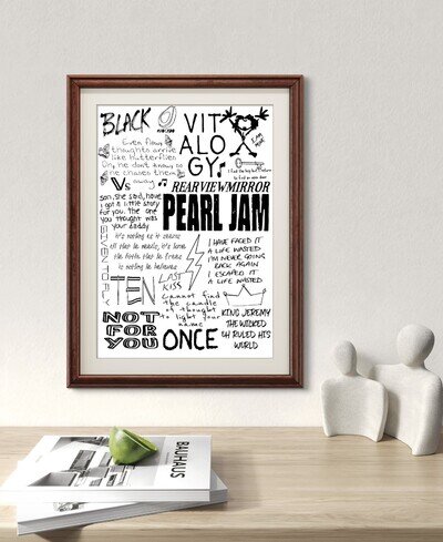Pearl Jam Poster. Pearl Jam Music Doodle Sketch Wall Art. Music Song Gift Merch