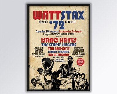 WATTSTAX concert 1972 REIMAGINED poster A3 size. Soul Music Art Print.
