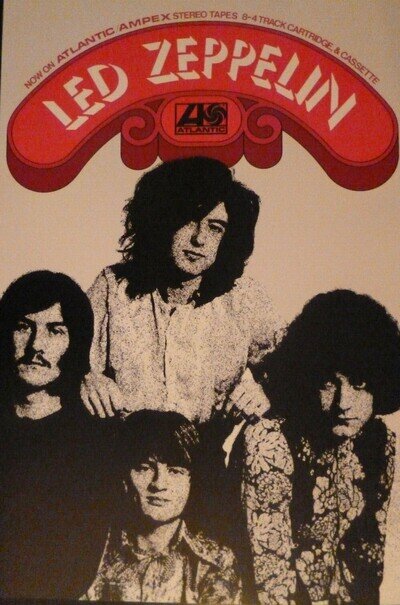 Led Zeppelin promotional poster - 1st LP Atlantic records & Ampex tapes repro