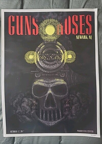 Guns N Roses Newark NJ 2017 Lithograph Poster Prudential Center Limited 95/250