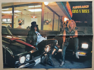 🎸 1980S 90s GUNS N ROSES SARAYA LARGE FOLD OUT KERRANG CUTTING POSTER A2