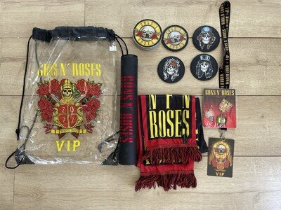 Guns 'N' Roses World Tour 2022 VIP Merchandise Poster Lanyard Bag Coasters Pins