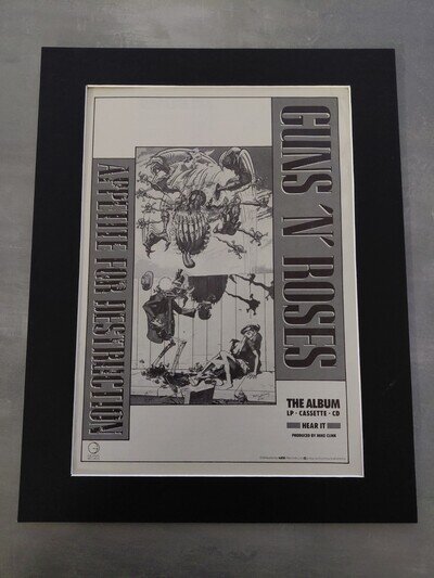 Guns N' Roses Poster Appetite For Destruction Album Advert Mounted 14x11"