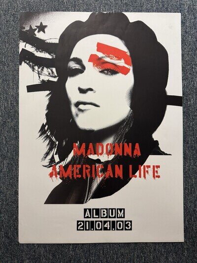 RARE VINTAGE 60X42 CM RECORD STORE POSTER - MADONNA AMERICAN LIFE (2003)