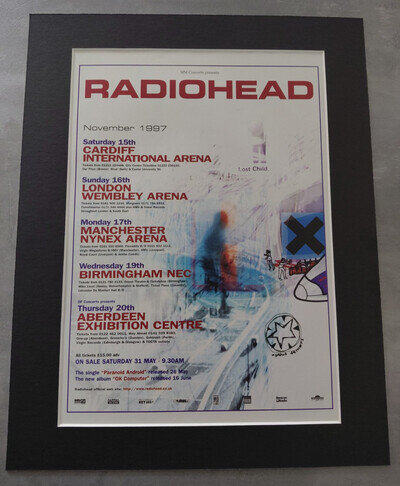 Radiohead 1997 UK Tour Promo Original Tour Advert Mounted 14x11