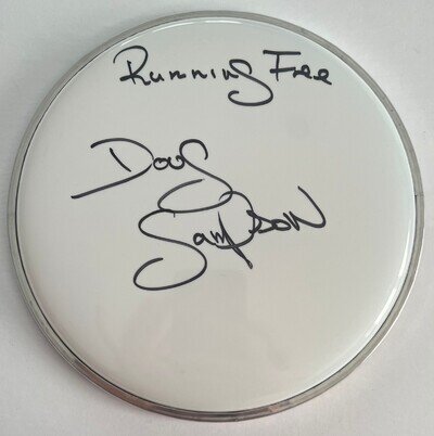 Doug Sampson Hand Signed 8" Drumhead Music Autograph Iron Maiden Running Free