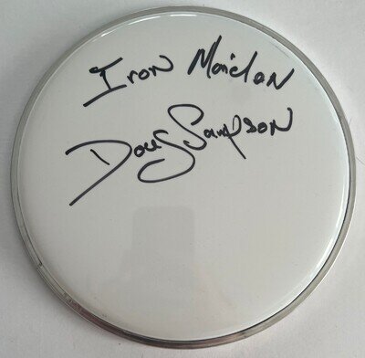 Doug Sampson Hand Signed 8" Drumhead Music Autograph Iron Maiden