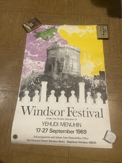 ORIGINAL POSTER 1969 WINDSOR FESTIVAL YEHUDI MENUHIN CONCERT RARE