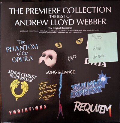 Andrew Lloyd Webber The Premiere Collection Vinyl Record VG+/VG ALWTV 1 1988 1st