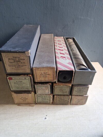 12 x Vintage Pianola Rolls Job Lot