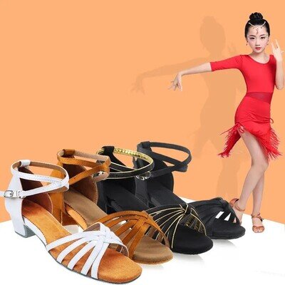 Girls and Women Satin Latin Dance Shoes – Low Heel Ballroom, Tango & Salsa
