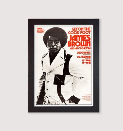 Framed James Brown 1975 Reproduction Concert Poster Print Wall Art Stuttgart